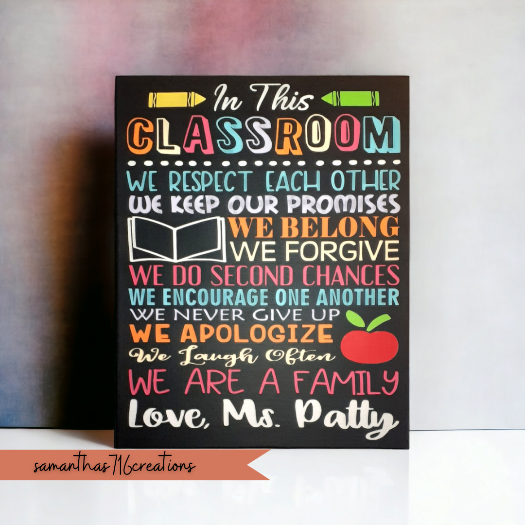 Classroom Rules Custom Teacher Canvas Sign