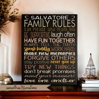 Family Rules Personalized Canvas Sign - Samantha's 716 Creations