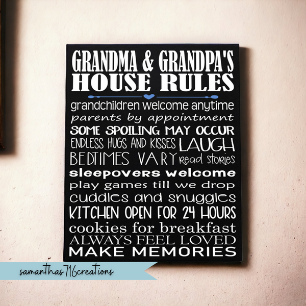 Grandma and Grandpa's House Rules Canvas - Samantha's 716 Creations