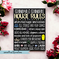 Grandparents Painted House Rules Canvas - Samantha's 716 Creations