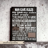 Man Cave Rules Canvas Painting Subway Word Art - Samantha's 716 Creations