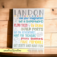 Personalized Boy's Room Painted Canvas With Fun Quotes/Rules - Samantha's 716 Creations
