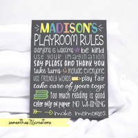 Personalized Playroom Rules Canvas Wall Decor Canvas - Samantha's 716 Creations
