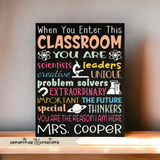 When You Enter This Classroom Science Painted Teacher Personalized Canvas Sign - Samantha's 716 Creations