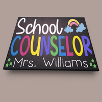 School Counselor Personalized Name Sign Painted Canvas For Office - Samantha's 716 Creations