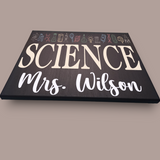 Personalized Science Teacher Name Sign Painted Canvas - Samantha's 716 Creations