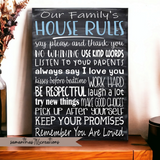 Family House Rules Canvas Sign - Samantha's 716 Creations