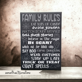 Halloween Family Rules Sign Painted Canvas - Samantha's 716 Creations