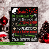 Santa's Rules Christmas Sign Painted Canvas - Samantha's 716 Creations