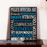 Police Officer Subway Word Art Family Canvas Sign Wall Decor - Samantha's 716 Creations