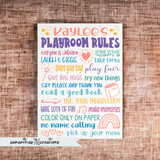 Playroom Rules Personalized Painted Canvas For Kids Room - Samantha's 716 Creations