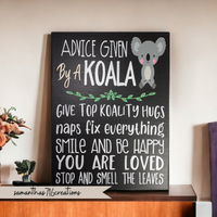 Koala Motivational Quotes Painted Canvas For Kids - Samantha's 716 Creations
