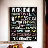 Our Home Family Rules Personalized Canvas - Samantha's 716 Creations