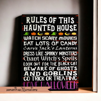 Halloween Haunted House Rules Canvas - Samantha's 716 Creations