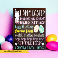 Happy Easter Decor Spring Canvas Sign - Samantha's 716 Creations