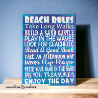 Beach Rules Painted Canvas Hanging Sign - Samantha's 716 Creations