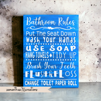 Bathroom Rules Painted Canvas - Samantha's 716 Creations