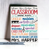 When You Enter This Classroom Music Painted Teacher Personalized Canvas Sign - Samantha's 716 Creations
