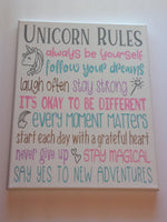 Unicorn Rules Canvas For Nursery / Girl's Room - Samantha's 716 Creations