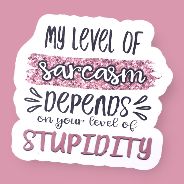 My Level Of Sarcasm Depends On Your Level Of Stupidity Vinyl Sticker - Samantha's 716 Creations