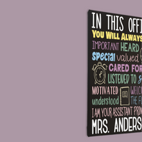 In This Office Motivational Personalized Assistant Principal Painted Canvas Wall Sign - Samantha's 716 Creations