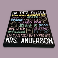 In This Office Motivational Personalized Assistant Principal Painted Canvas Wall Sign - Samantha's 716 Creations