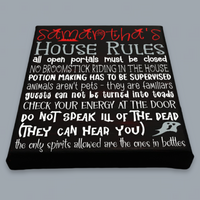 Personalized Halloween Witch's House Rules Painted Canvas - Samantha's 716 Creations