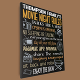 Movie Night Rules Personalized Family Name Canvas - Samantha's 716 Creations