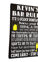 Bar Rules Personalized Painted Canvas Wall Hanging Sign - Samantha's 716 Creations