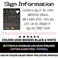 To My Wife You Are My.. I Love You Relationship Personalized Sign - Samantha's 716 Creations