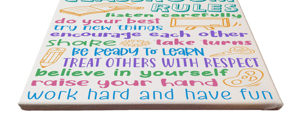 Classroom Rules Sign Painted Canvas Personalized Classroom Decor For E