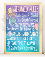 Mermaid Rules Motivational Colorful Printable File DIY - Samantha's 716 Creations