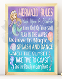 Mermaid Rules Motivational Colorful Printable File DIY - Samantha's 716 Creations