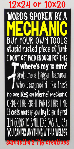 Funny Mechanic Sign For Garage Shop Painted Canvas