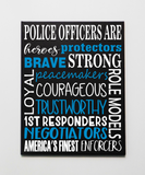 Police Officer Subway Word Art Family Canvas Sign Wall Decor - Samantha's 716 Creations