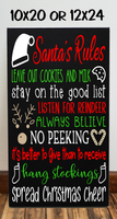 Santa's Rules Christmas Sign Painted Canvas - Samantha's 716 Creations