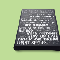 Halloween Family Rules Sign Painted Canvas - Samantha's 716 Creations