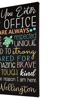 When You Enter This Office Customized Painted Canvas With Turtles - Samantha's 716 Creations