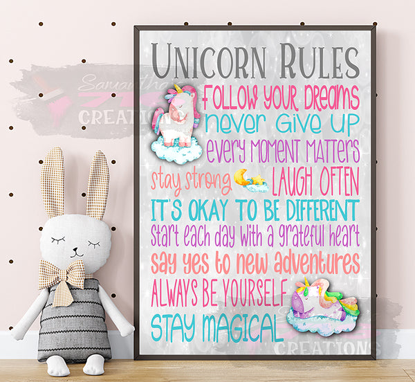 Unicorn Rules Digital Download Printable DIY - Samantha's 716 Creations